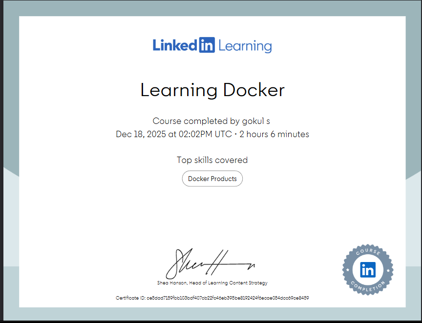 Docker LinkedIn Certificate